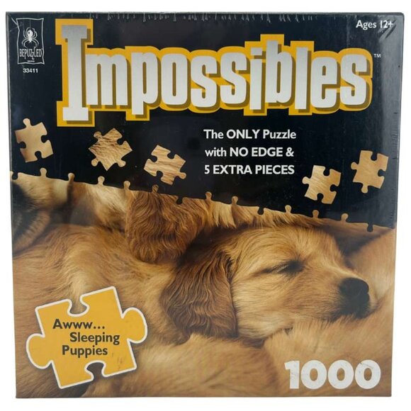 BePuzzled Impossibles 1000 Piece Jigsaw Puzzle / Awww...Sleeping Puppies - Picture 1 of 4